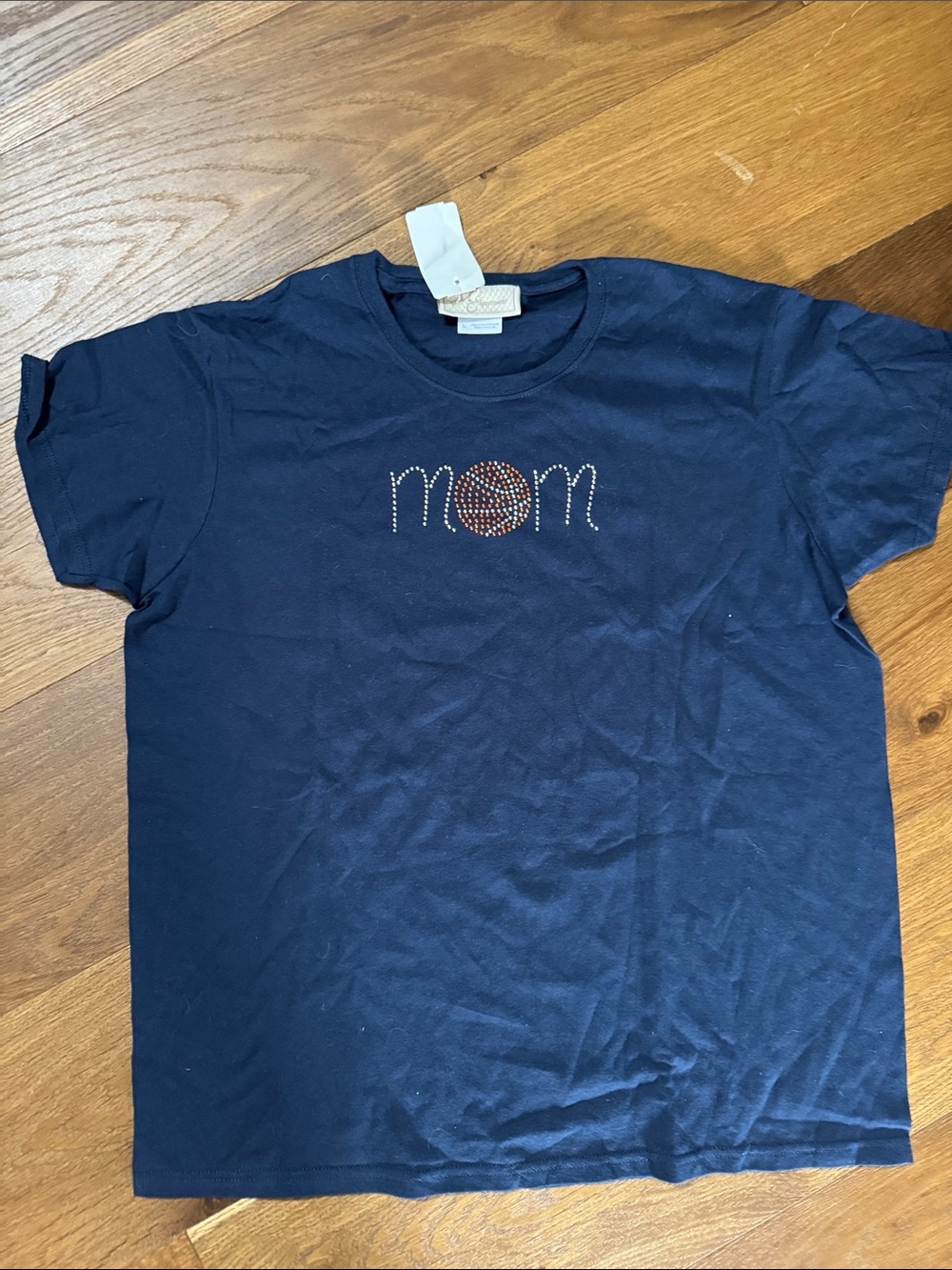 Navy Basketball Mom Rhinestone Tee